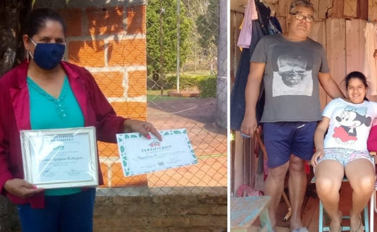 Luciana, junto a su familia.