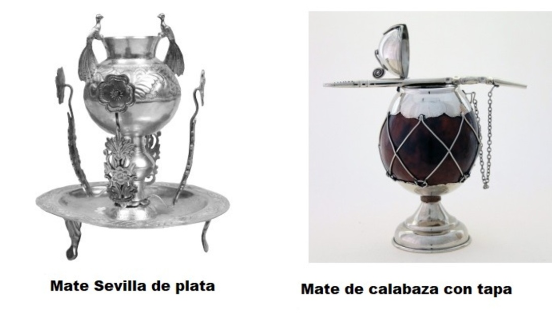 Mate de Sevilla de plata: su base pensada para no derramar agua, remite al cáliz litúrgico. Mate con tapa: para evitar vuelcos y mantener la temperatura. Mate de Sevilla de plata: su base pensada para no derramar agua, remite al cáliz litúrgico. Mate con tapa: para evitar vuelcos y mantener la temperatura.