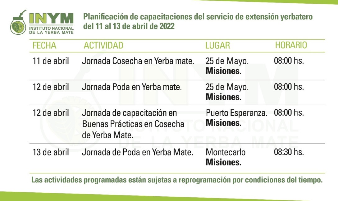 Imagen de Agenda de actividades del 11 al 13 de abril 2022