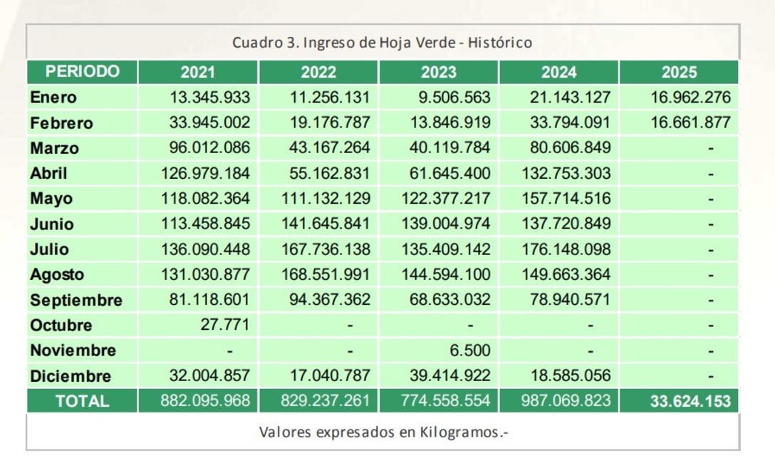 Ingreso de hoja verde febrero 2025 Ingreso de hoja verde febrero 2025