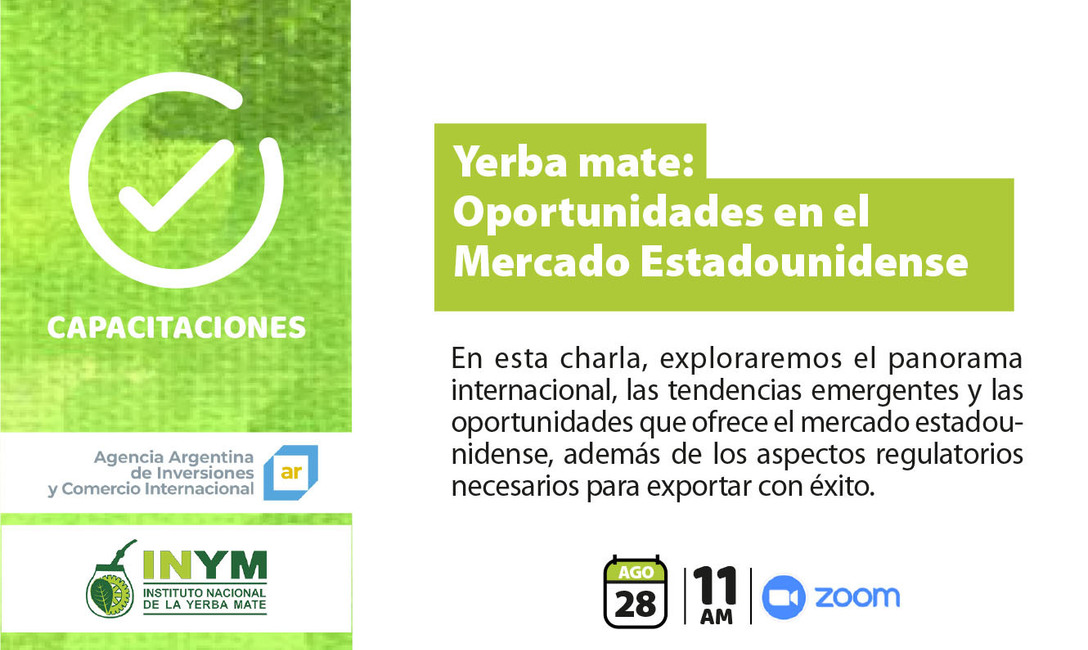Imagen de Webinar “Yerba mate: oportunidades en el mercado estadounidense” Imagen de Webinar “Yerba mate: oportunidades en el mercado estadounidense”
