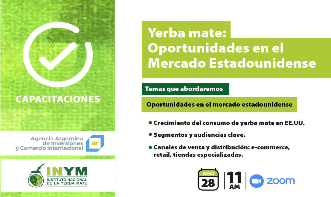 Imagen de Webinar “Yerba mate: oportunidades en el mercado estadounidense” Imagen de Webinar “Yerba mate: oportunidades en el mercado estadounidense”