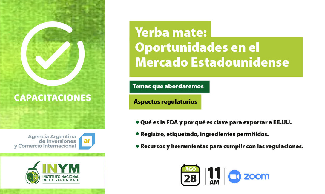 Imagen de Webinar “Yerba mate: oportunidades en el mercado estadounidense” Imagen de Webinar “Yerba mate: oportunidades en el mercado estadounidense”